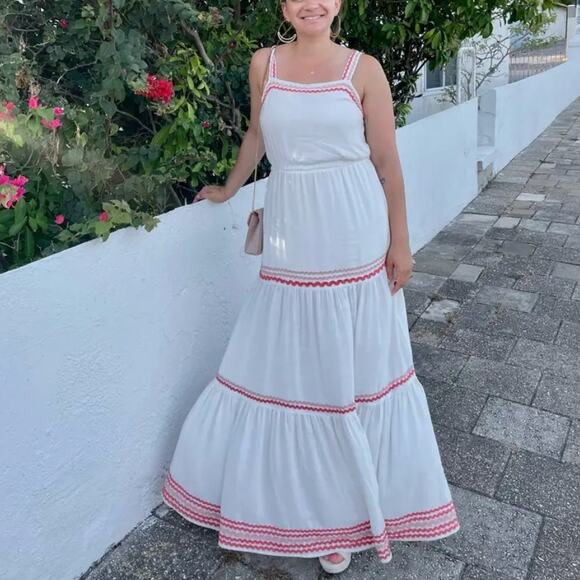 Splendid White Tiered Ruffle Maxi Dress XS Cottagecore Romantic Sundress $198 - Picture 8 of 10